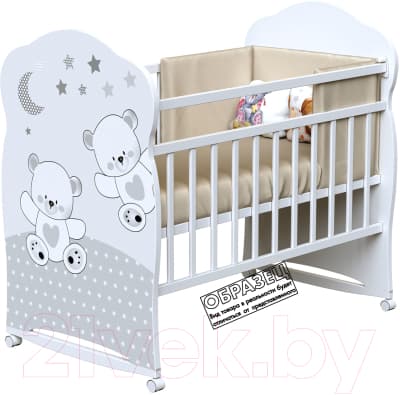Детская кроватка VDK Funny Bears колесо-качалка и ящик