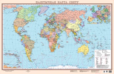 Настенная карта Белкартография Палiтычная карта свету 100x65см
