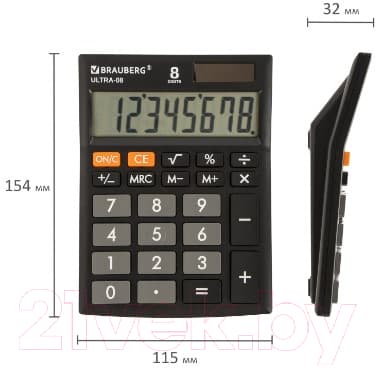 Калькулятор Brauberg Ultra-08-BK / 250507 10