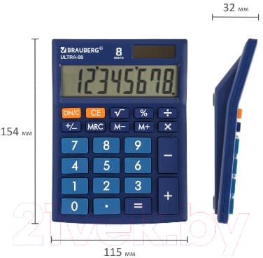 Калькулятор Brauberg Ultra-08-BU / 250508 10