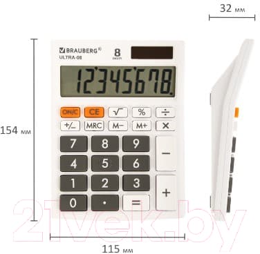 Калькулятор Brauberg Ultra-08-WT / 250512 10