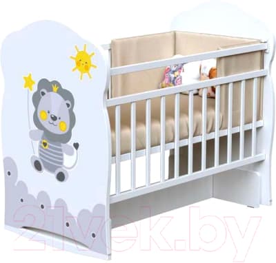 Детская кроватка VDK Happy Lion колесо-качалка с маятником