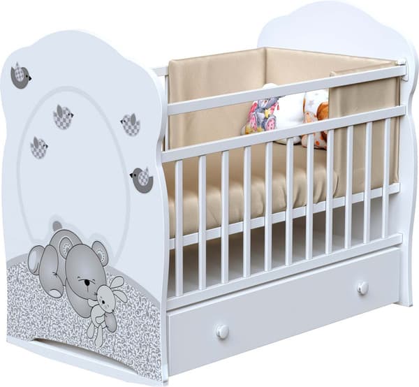 Детская кроватка VDK Sleppy колесо-качалка с ящиком