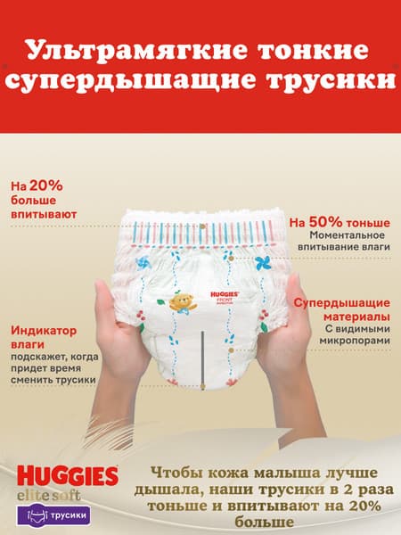 Подгузники-трусики детские Huggies Elite Soft Pants 4 Giga 3