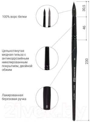 Кисть для рисования Brauberg Art Classic Белка 8 / 200914 3