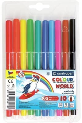 Фломастеры Centropen Цветной мир Пингвины / 7550/10 TP