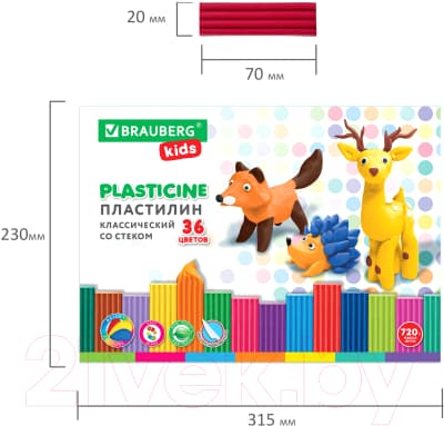 Пластилин Brauberg Kids Классический / 106438 6