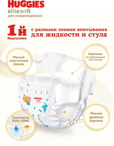 Подгузники детские Huggies Elite Soft 4 Mega 3