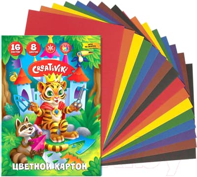 Набор цветного картона Creativiki КЦ16Л8ЦКР 3