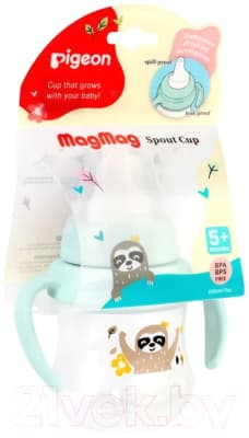 Поильник Pigeon MagMag Ленивец с мягким носиком 5+ / 79239 5