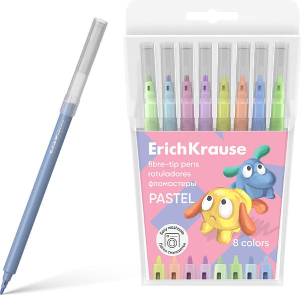 Фломастеры Erich Krause Easy Washable Pastel / 56085 2