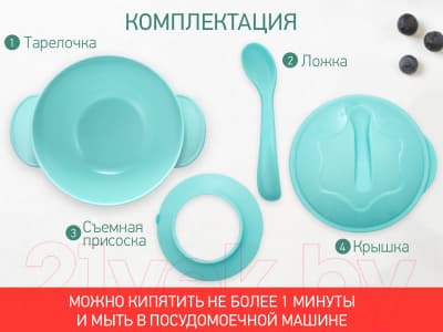 Набор посуды для кормления ROXY-KIDS Тарелка, крышка, ложка / RFD-003-B 6