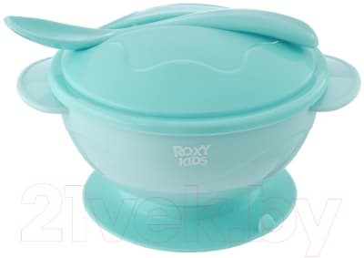 Набор посуды для кормления ROXY-KIDS Тарелка, крышка, ложка / RFD-003-B