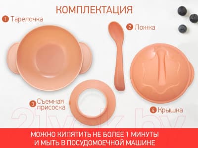 Набор посуды для кормления ROXY-KIDS Тарелка, крышка, ложка / RFD-003-O 6