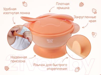 Набор посуды для кормления ROXY-KIDS Тарелка, крышка, ложка / RFD-003-O 3