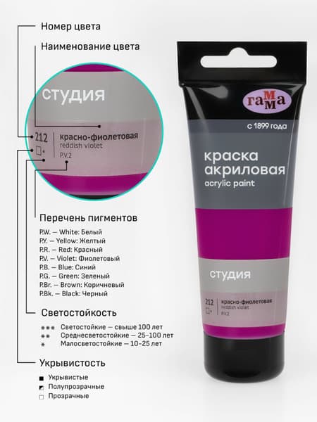 Акриловая краска ГАММА Студия 212 / 280220212 6