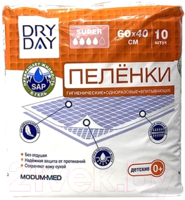 Набор пеленок одноразовых детских Modum Dry Day Super 60x40