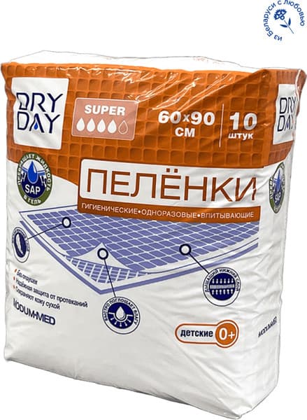 Набор пеленок одноразовых детских Modum Dry Day Super 60x90