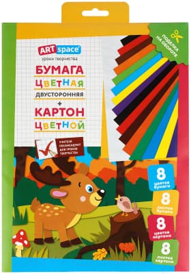 Набор цветной бумаги и картона ArtSpace Олененок / Нкб8-8_28666