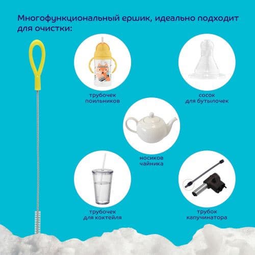 Набор для чистки бутылочки Lubby Трубочка+ершик / 15842/10 6