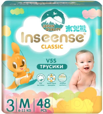 Подгузники-трусики детские Inseense Classic V5S M 6-11 кг / InsCV5SM48Emer