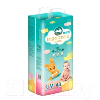 Подгузники-трусики детские Inseense Classic V5S M 6-11 кг / InsCV5SM48Emer 2