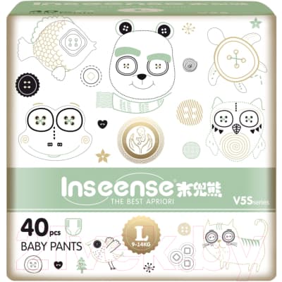 Подгузники-трусики детские Inseense V5S L 9-14кг / Ins40green