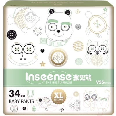Подгузники-трусики детские Inseense V5S XL 12-17кг / Ins34green