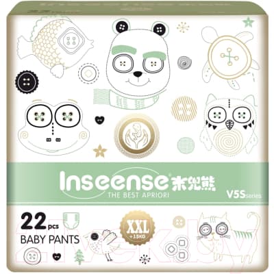 Подгузники-трусики детские Inseense V5S XXL 15+кг / Ins22green