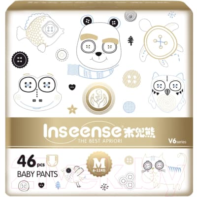Подгузники-трусики детские Inseense Супертонкие V6 M 6-11 кг / Ins46gold