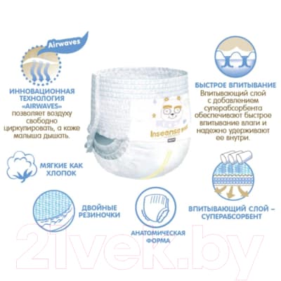 Подгузники-трусики детские Inseense Супертонкие V6 XL 12-17 кг/ Ins38gold 3