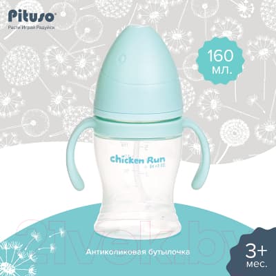 Бутылочка для кормления Pituso Антиколики. Широкое горло с ручками / 99000 7