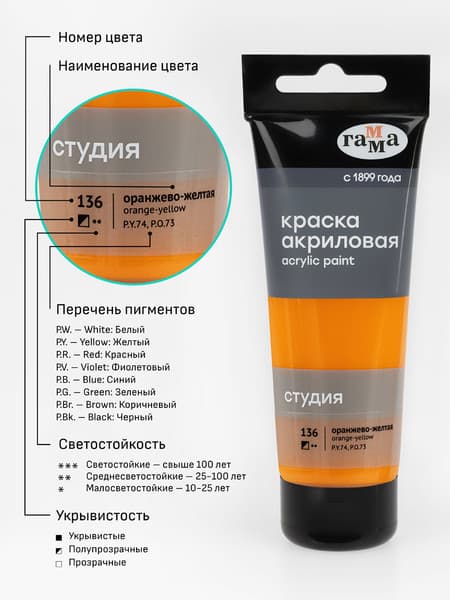 Акриловая краска ГАММА Студия 136 / 280220136 6