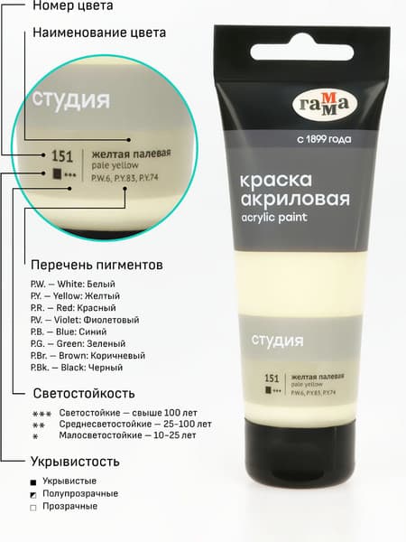 Акриловая краска ГАММА Студия 151 / 280220151 6