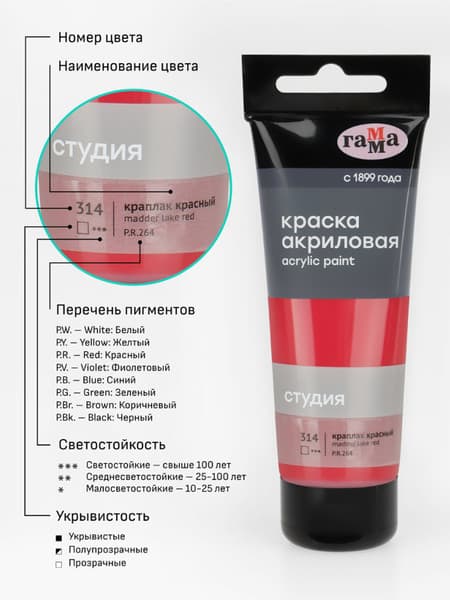 Акриловая краска ГАММА Студия 314 / 280220314 6