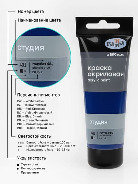 Акриловая краска ГАММА Студия 401 / 280220401 6