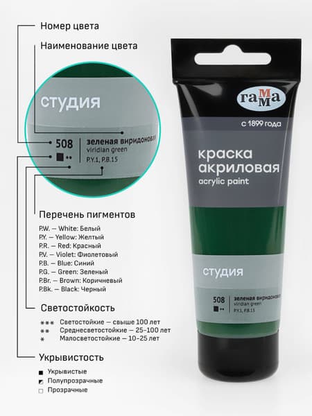 Акриловая краска ГАММА Студия 508 / 280220508 6