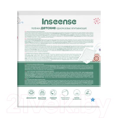 Набор пеленок одноразовых детских Inseense 60x40 2
