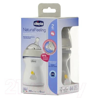 Бутылочка для кормления Chicco Natural Feeling с силиконовой соской и наклоном / 00081323300000 3