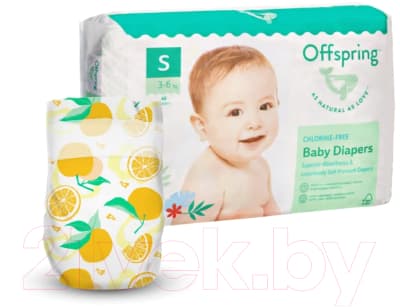 Подгузники детские Offspring S 3-6кг Апельсины / OF01S48ORG 2