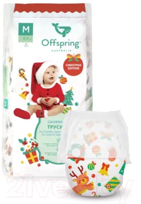 Подгузники-трусики детские Offspring M 6-11кг Новый год / OF02MXMAS 2