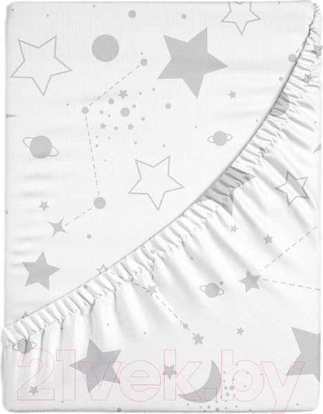 Простыня для малышей Облачко Поплин на резинке 60x120 Stars рез 60/120 8726/2 ПН