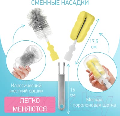 Набор ершиков для бутылочки ROXY-KIDS Для бутылочек / RFD-007-Gr 6