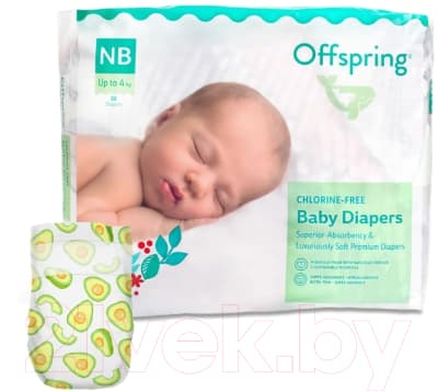 Подгузники детские Offspring NB 2-4кг Авокадо / OF01NB26AVO 2