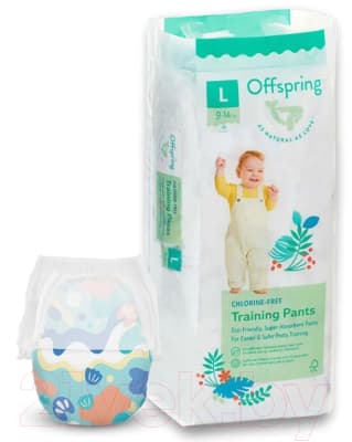 Подгузники-трусики детские Offspring L 9-14кг Море / OF02LAQT 2