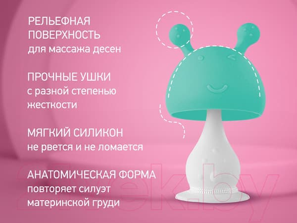 Прорезыватель для зубов ROXY-KIDS Грибочек с держателем в футляре / RST-001-B 4