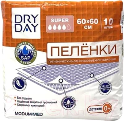 Набор пеленок одноразовых детских Modum Dry Day Super 60x60