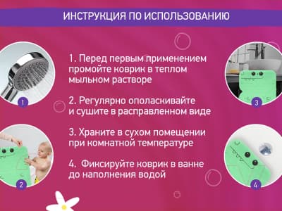 Коврик для купания ROXY-KIDS Дино / BM-4576-DIN 7