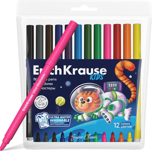 Фломастеры Erich Krause Kids Space Animals Super Tip Ultra Washable / 61825