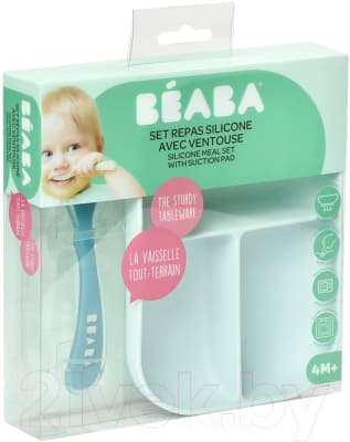 Набор посуды для кормления Beaba Set Repas Silicone Avec Ventouse Bleu / 913455 2